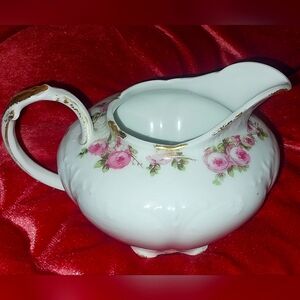 Hivailand Floral Porcelain Creamer with Gold Accents